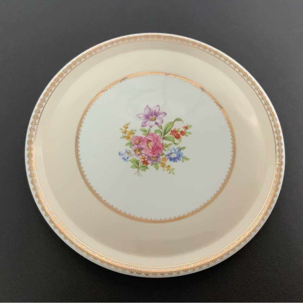Charles Field Haviland Limoges Cake Plate w Floral image & Gold Trim
